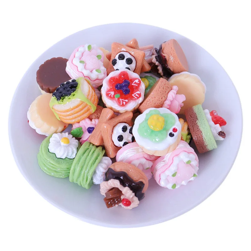 Miniature simulation food play rose fruit cake dessert cream glue diy jewelry resin refrigerator sticker toys blind bags