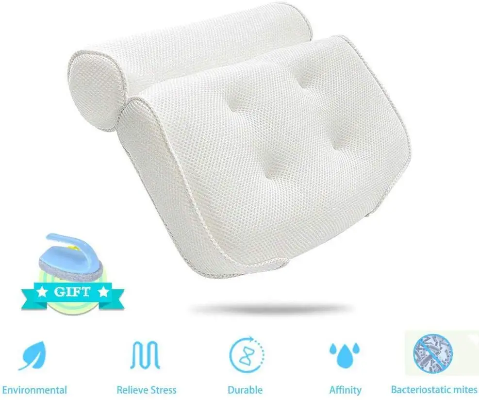 Spa Cushion Suction Cupa Comfortable 3d Mesh Adjustable Pillow for Bath Tub