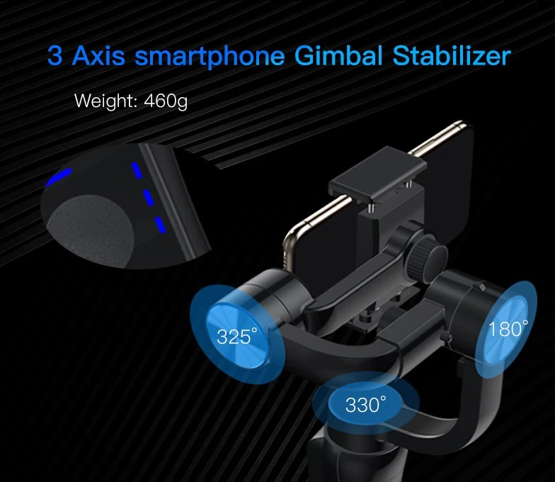 Mobile Phone Video Stabilizer 3 Axis Handheld Gimbal,Smooth Vlog Camera Controller Selfie Stick