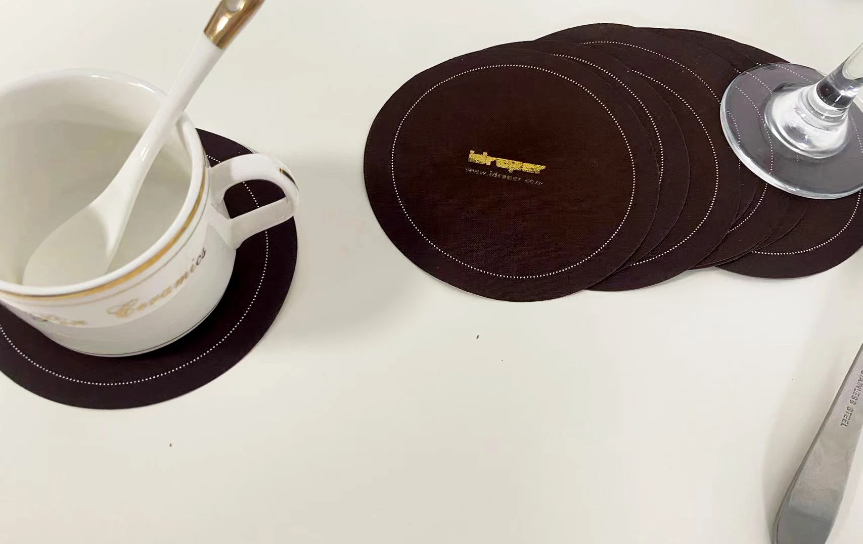 Organic environmental protection  pure  cotton  coaster  circular custom pattern high quality