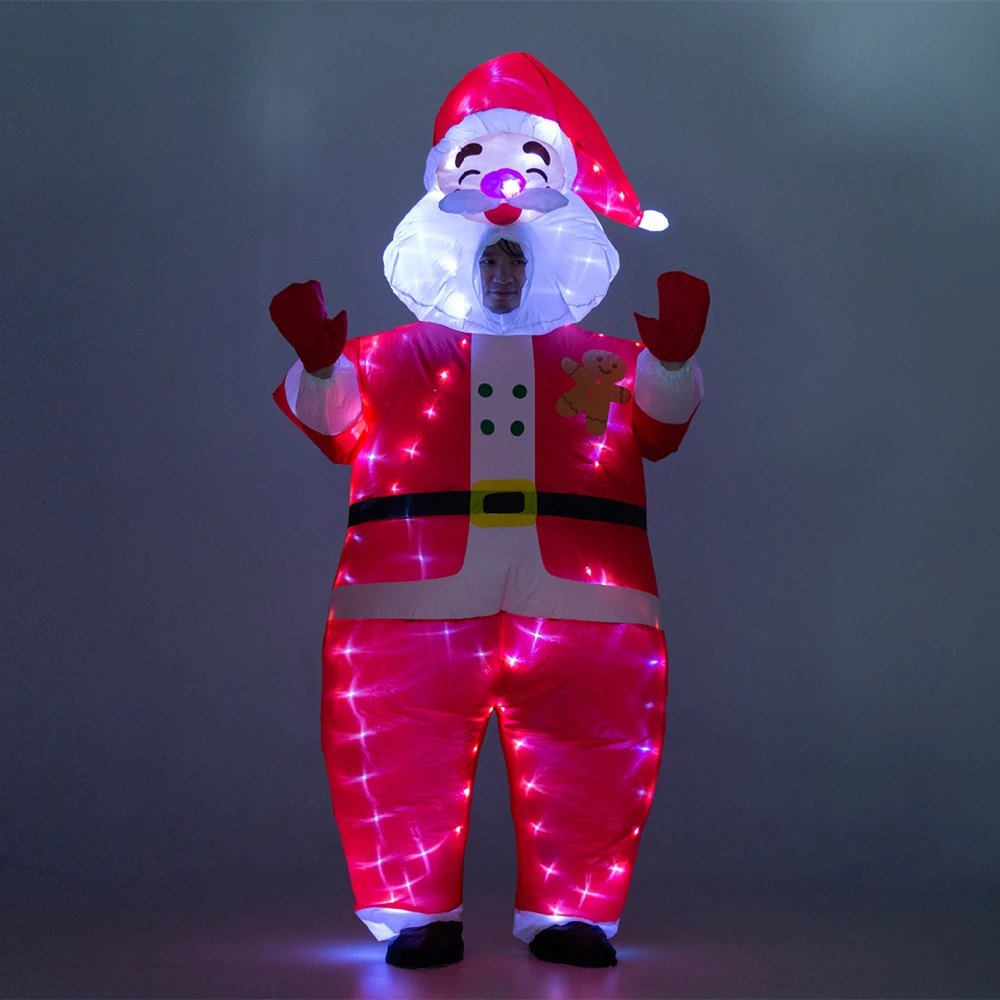 Unique Santa Claus inflatable costume with LED lighting up for adult in Christmas