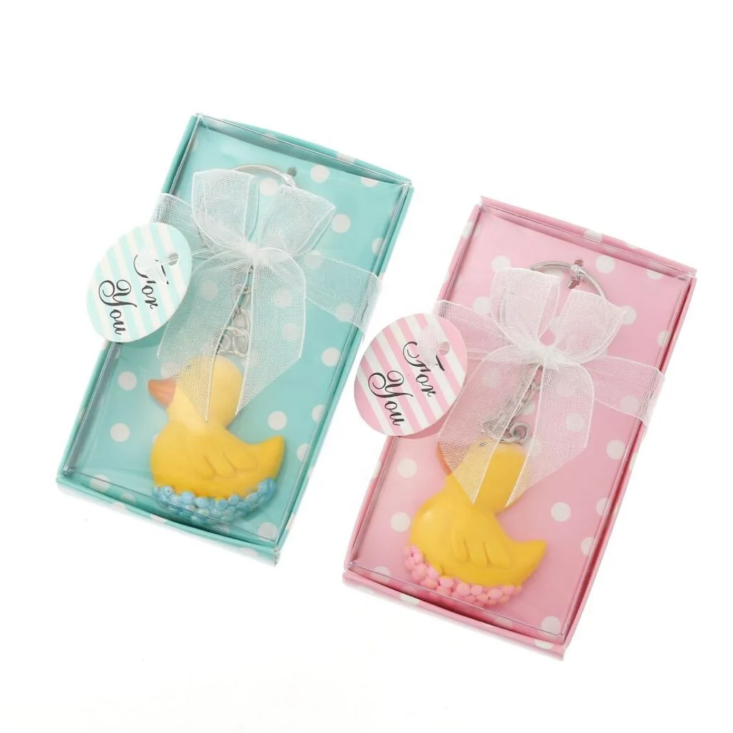 Free Shipping 20pcs Baby Showers Yellow duck Key Chain Pendant Gift Favors