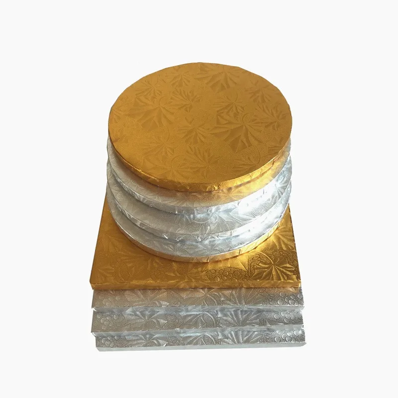 2 3 4 5 6 Mm Disposable Thick Paper Base Round Corrugated Gold Silver Square Cake Drum Board 12 Inches Wholesale
