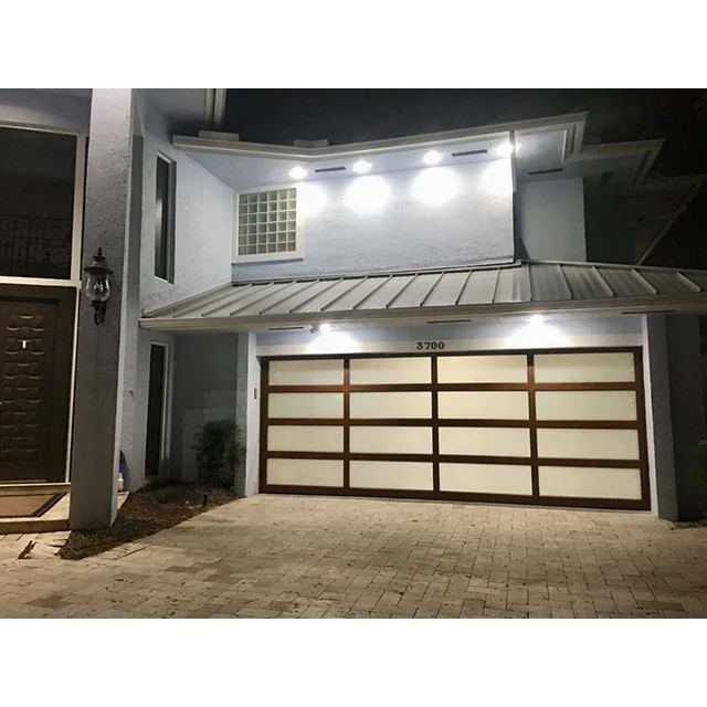 Aluminum frame 9mm tempered frosted or transparent glass electric sliding garage door manufacturer in Shenzhen, China