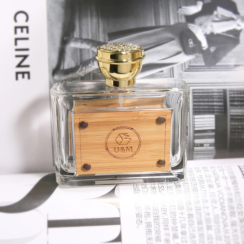 Customized Personalized Square Empty Glass Perfume Bottle 100 Ml with Sprayer