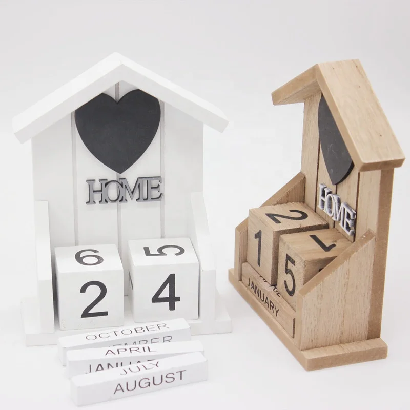 Calendar Box Wooden Desktop Calendar with Wood Easel Desk Calendar with Wooden Stand