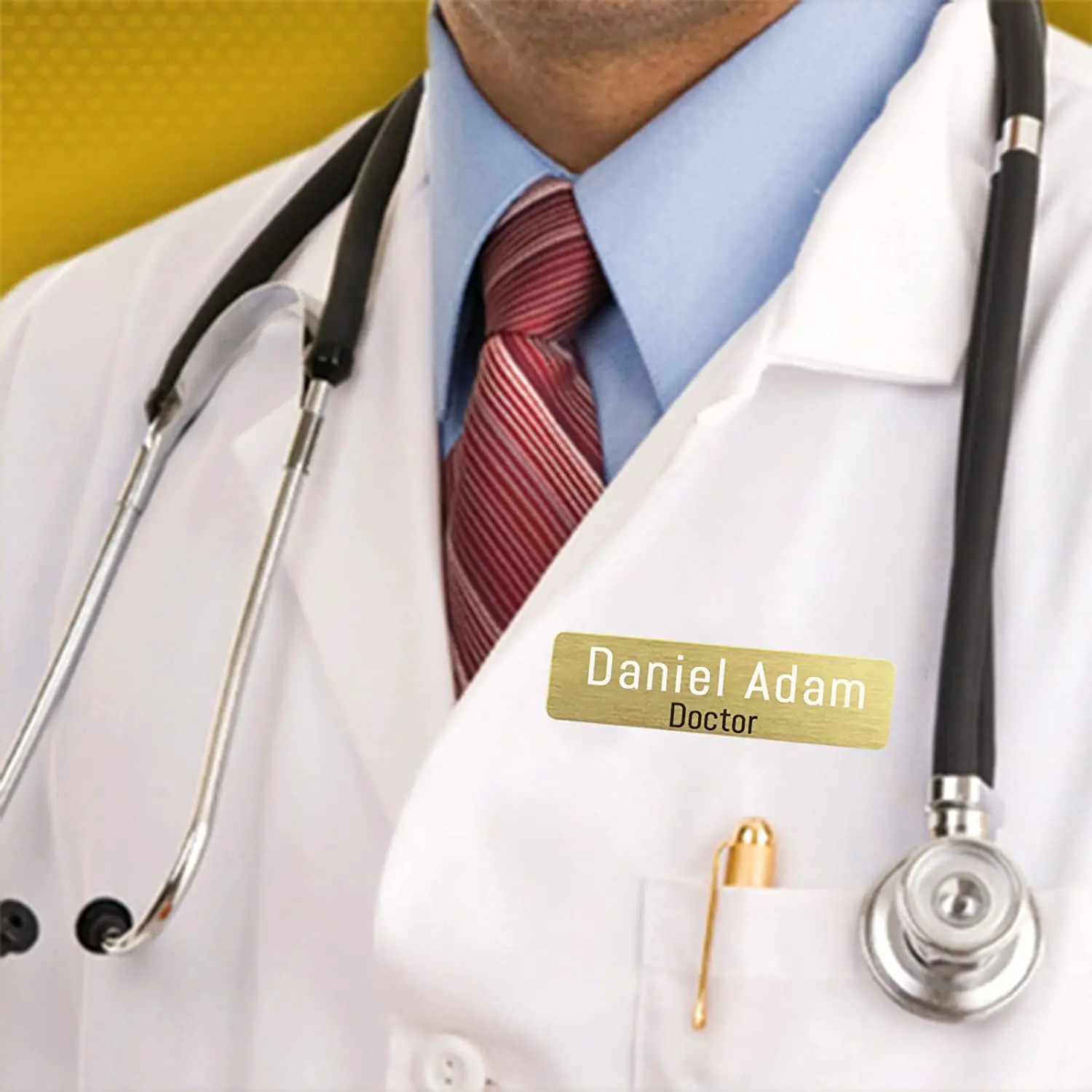 Custom Name Tag with Logo Personalized Name ID Badge with Magnet Pin Backing for Uniforms, Employees, Staff, Doctors, Nurse