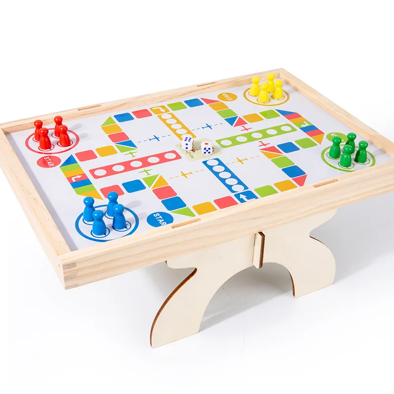 SD-WN 2 in 1 wooden tabletop toys flying chess children soccer table game football