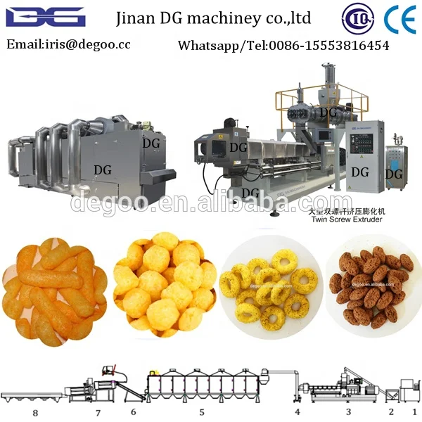 Flat rice crispy Make extruder machine/Crunch Cereal Snacks Plant Machinery/Corn flaking process equipment