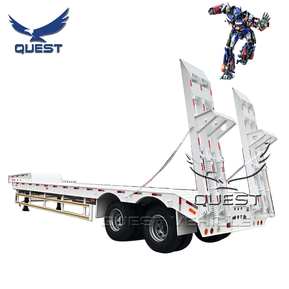 Factory 2 Axles 40 Tons 60Tons Low Loader, Low Bed Semi Trailer With Bogie Suspension