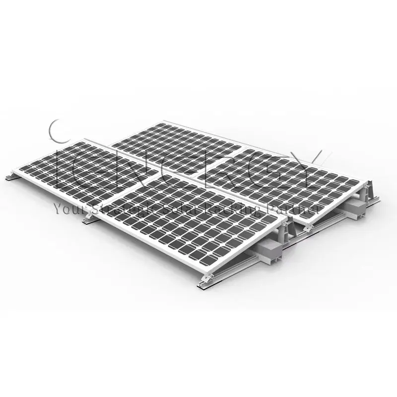 Many solar racking solutions Hold by weighting Solar system Flat roof 10kWp complete mounting set flat roof photovoltaic system