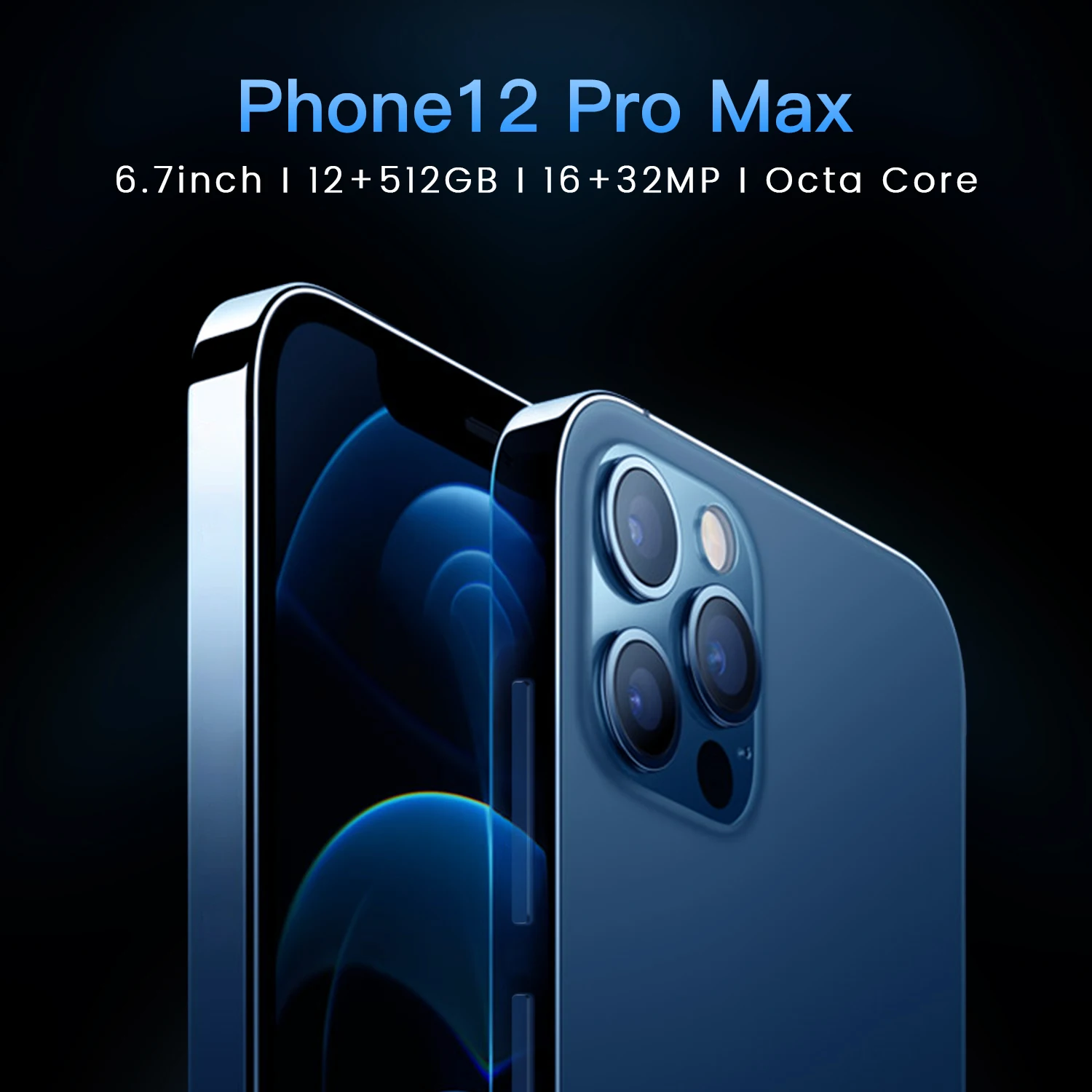 i12 pro max 6.7-inch high-definition face recognition original smartphone 12GB+512GB long standby time Android mobile phone