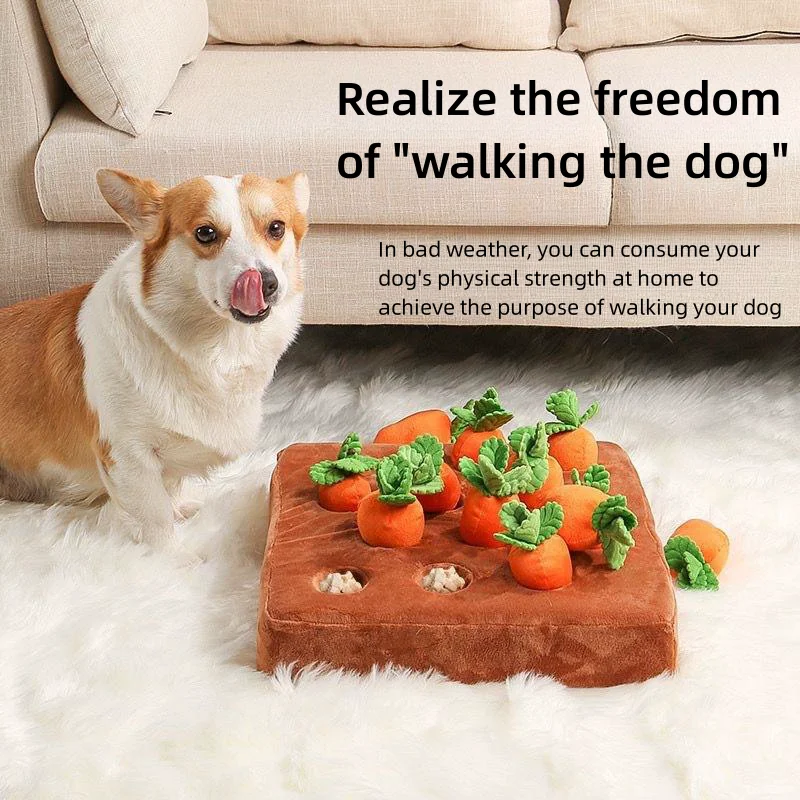 Hot Sale Dog Sniffing Training Mat Stuffed Interactive Plush Carrot Toy Radish Field Plush Pet Toy