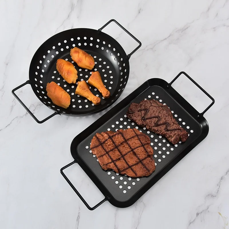 Heavy Duty Carbon Steel Nonstick BBQ Grilling Wok Grills Veggie Meat Fish Vegetable Grill Basket