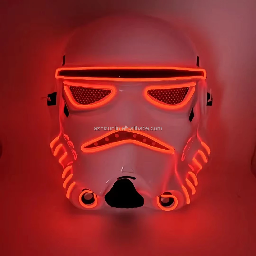 Custom Neon Light El Wire Mask Movie Star Halloween LED World Wars Flashing Mask In The Night