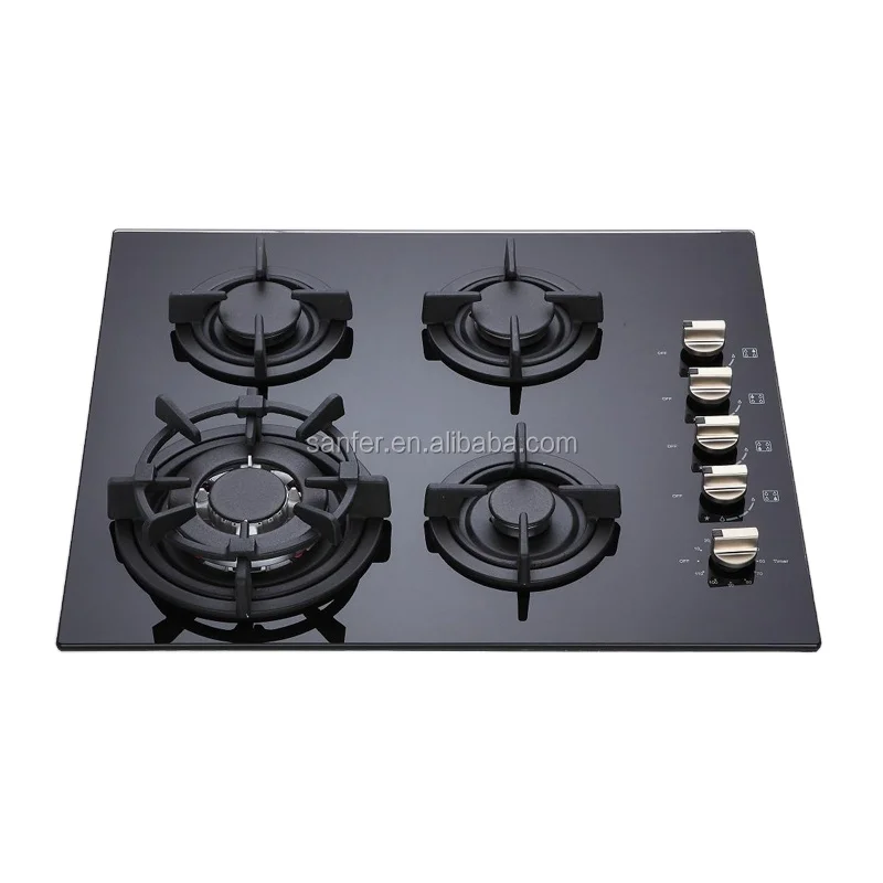 Silver color tempered glass cook-top 33 inch 3 burners gas stove