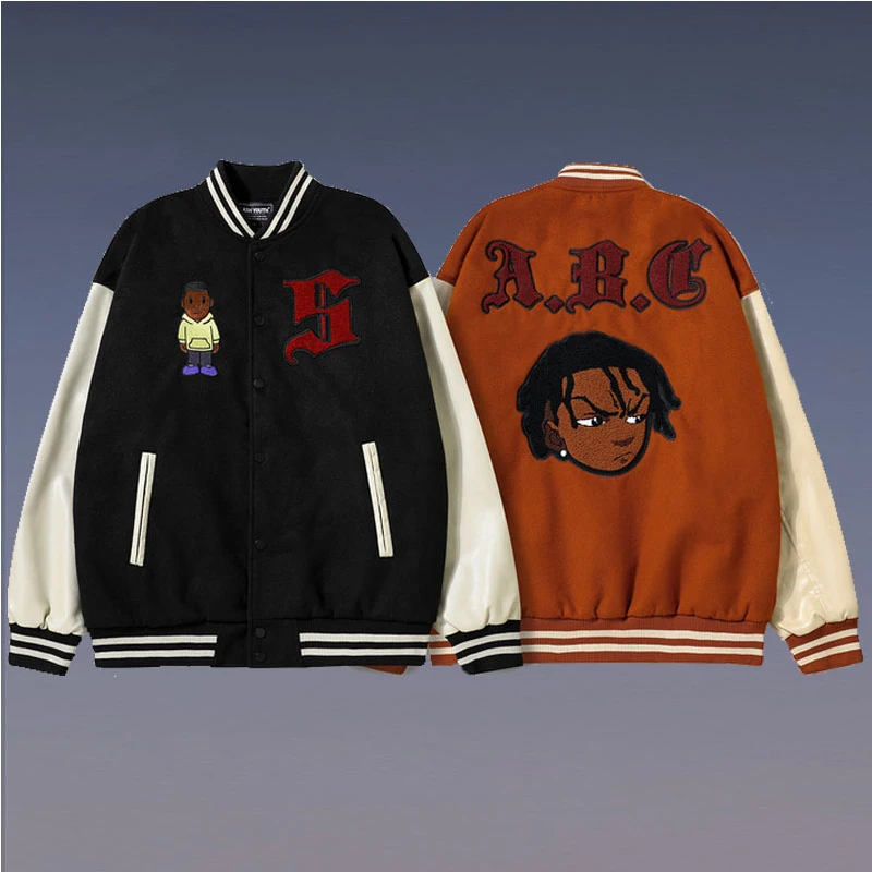 Oem Manufacturer High Quality Chenille Embroidery Men College Leather Sleeves Custom Varsity Bubble Jacket Men