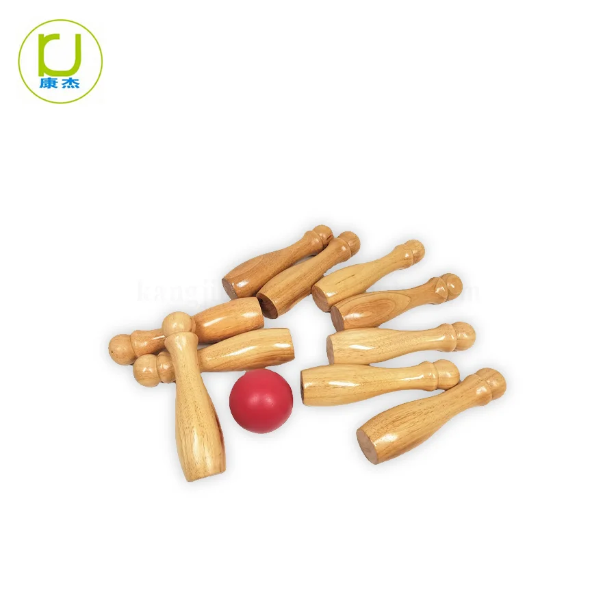 Classic Wood Skittle Game Bowling Set for Family and Kids