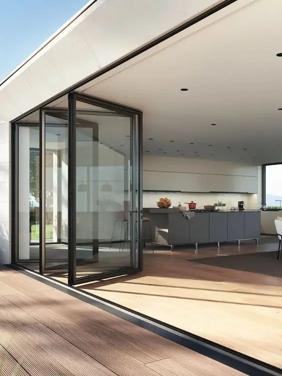 Low-E Heat Insulation Bi-Folding Door with Customized Waterproof Glass Door