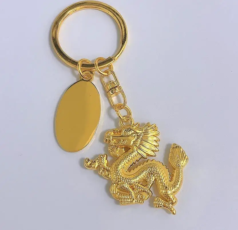 Gold Dragon Keychain Chinese New Year Pendants Ornaments Party Holiday Birthday Zodiac Gift Blessing Hanging Decor