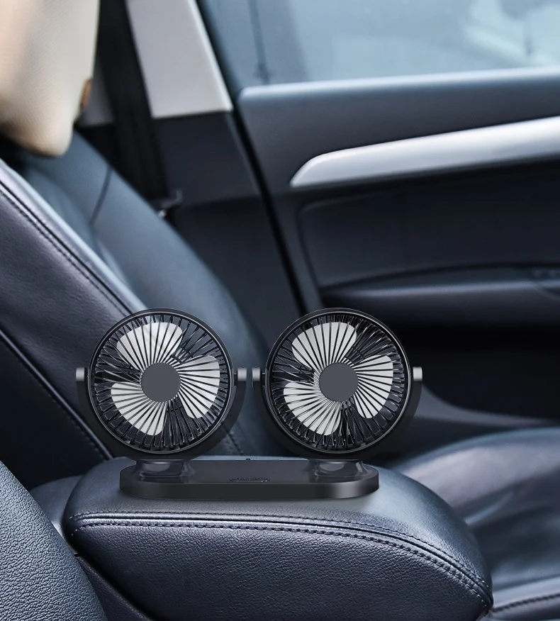 NEW Design 12V/24V Universal Car Fan Dual Head Electric Usb Mini Auto Cooling Fan