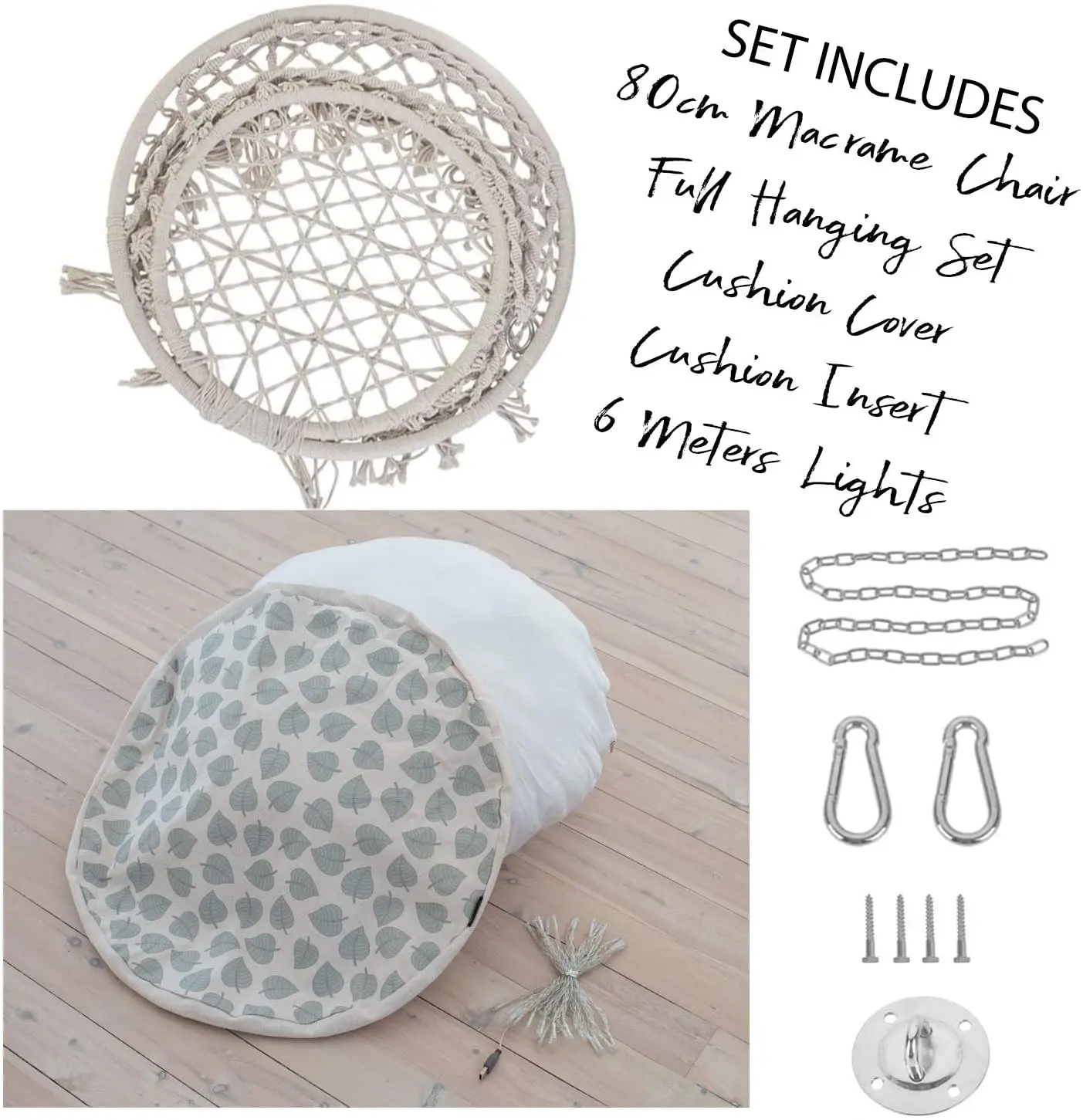 
Outdoor Indoor Fairy Lights and Hanging Set for swing hammock chair 