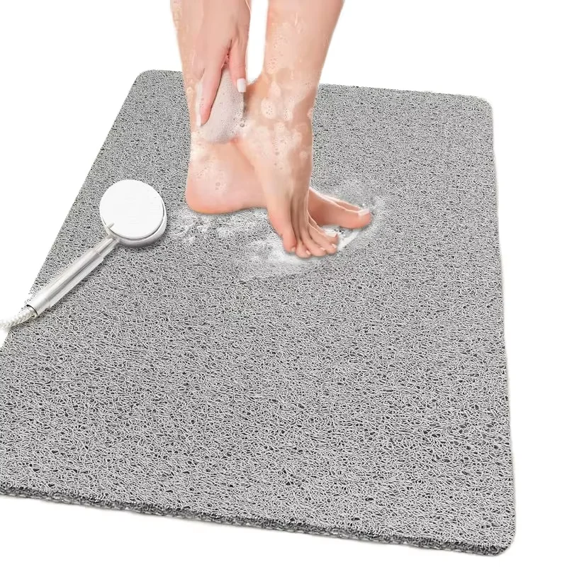 Custom Size Soft Textured Non Slip Shower Tub Mat Phthalate Free Quick Drying PVC Loofah  Bathroom Mats for Home Hotel