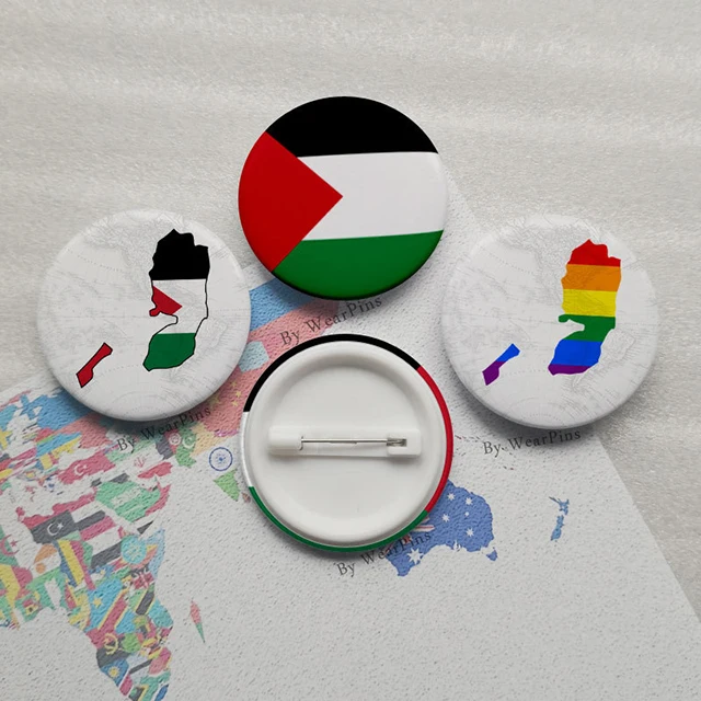 wholesale high quality palestine Flag  Map Rainbow Tinning Badge
