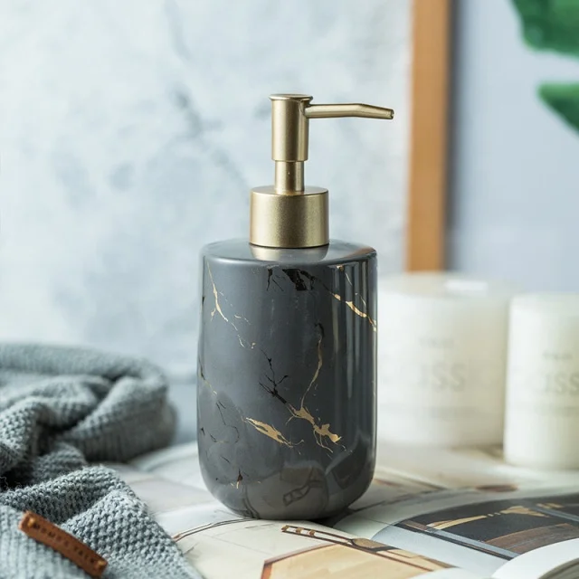 Europe Nordic Ceramic Bathroom Toilet Press Bottle Hand Sanitizer Shampoo Shower Gel Separately Bottled Dispenser