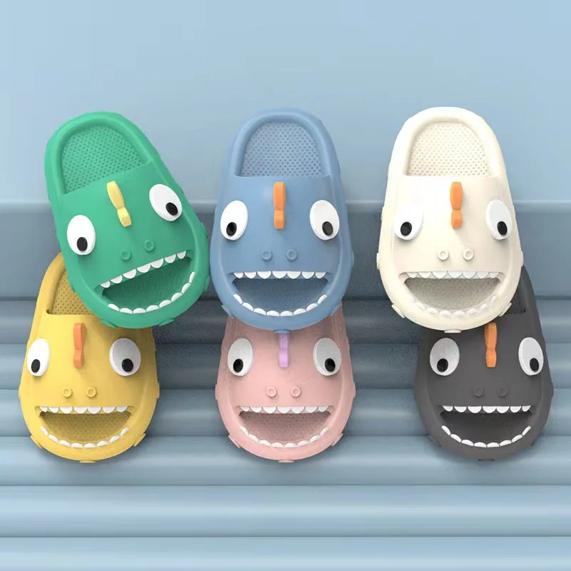 New Design Thickness Sole Cartoon Cute Animal Shape House Bathroom EVA Dinosaur Slipper Slides For Toddles