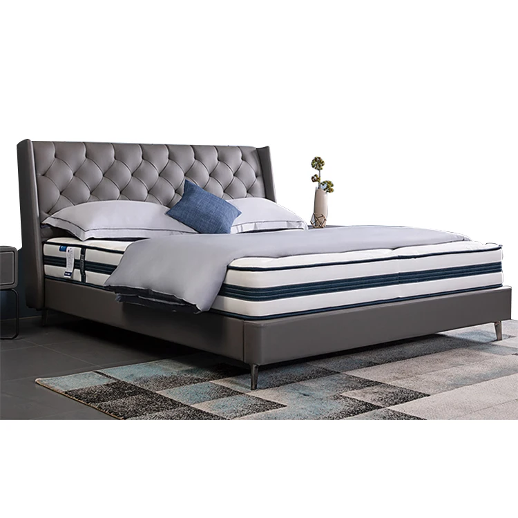 light luxury dark gray comforter european bedroom modern style super queen size king size leather bed