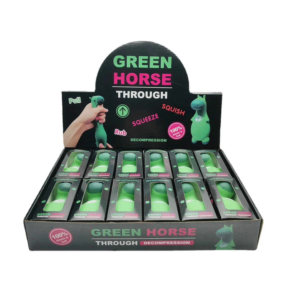 New arrival TPR Squishy Animal toy Novelty squeeze stress relief green horse Funny fidget sensory toys for kids birthday