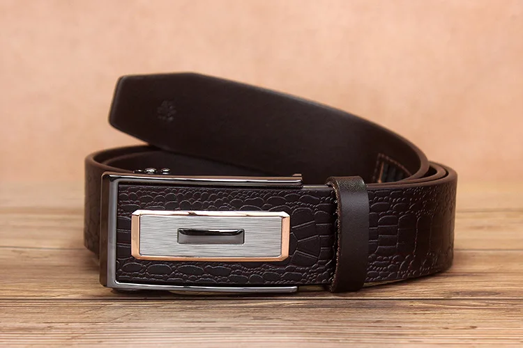 cowhide leather man belts wholesale  automatic buckle youth belt crocodile pants genuine leather belts for men
