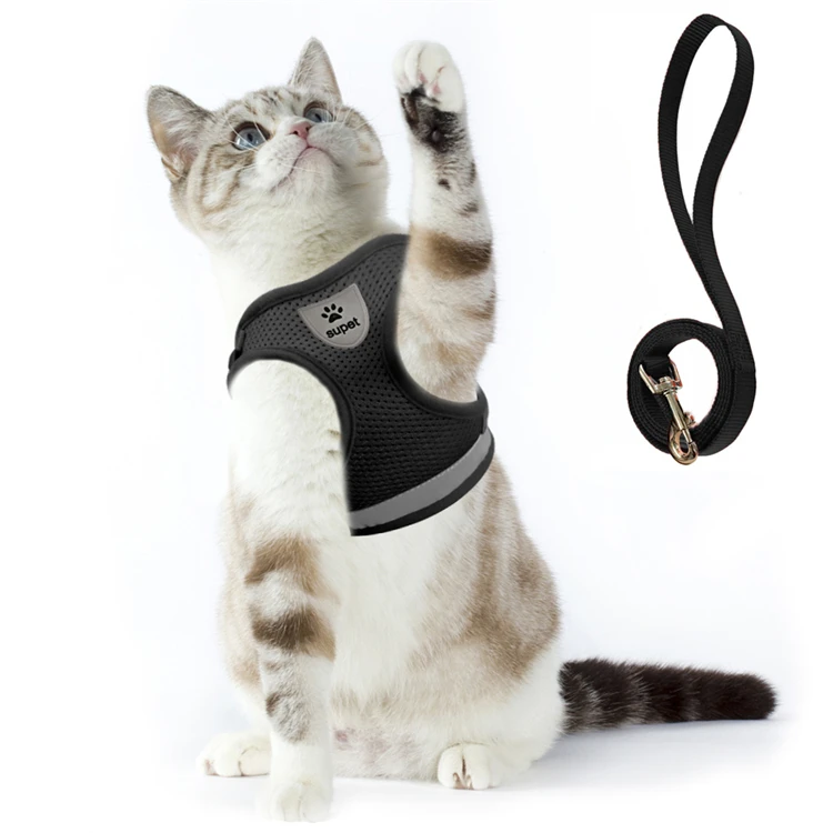 Adjustable Cat Vest Harness With Reflective Strap For Puppy Walking,Comfort Soft Mesh Pet Harness And Leash Set