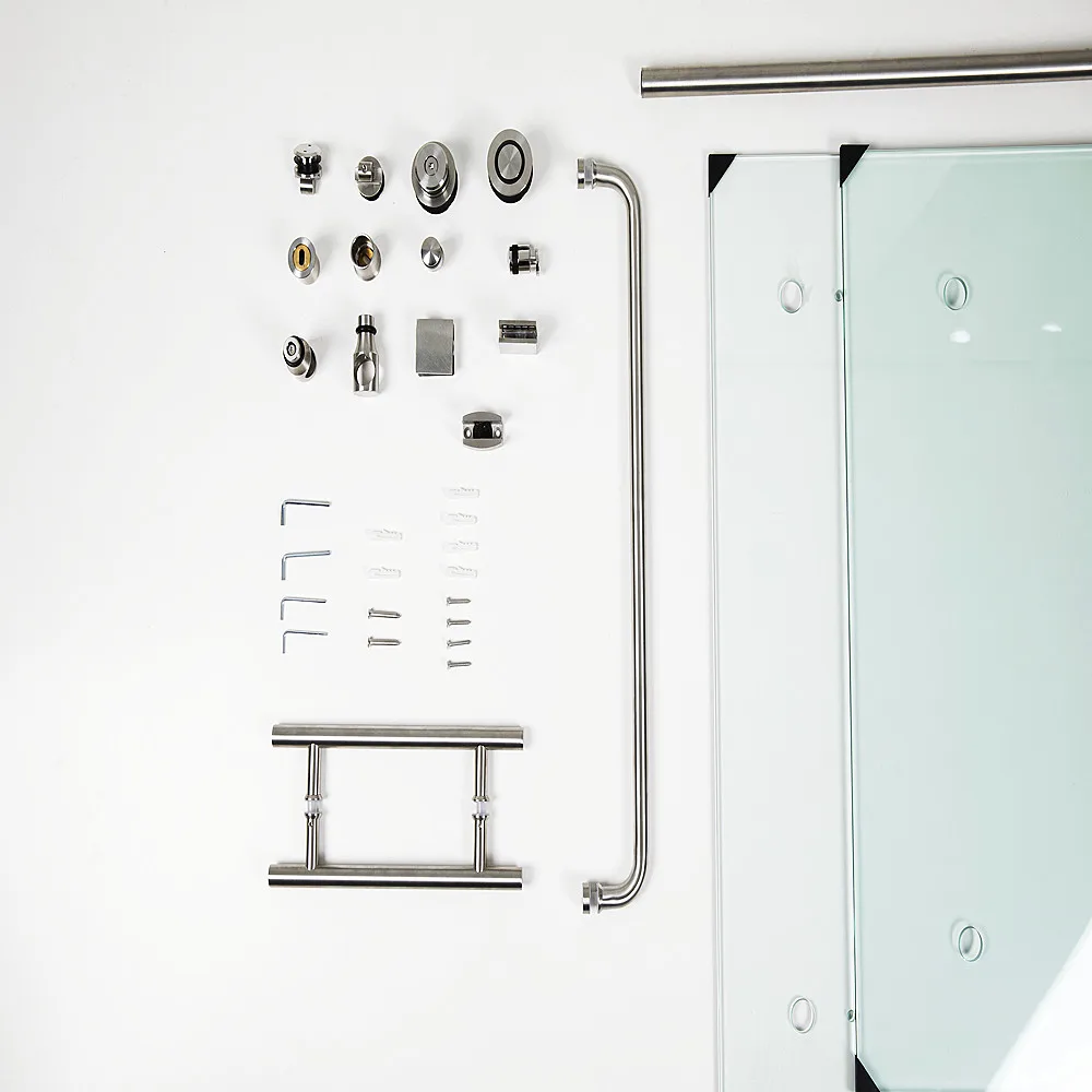 Factory wholesale sliding shower glass doors frameless 2 panel bathroom shower door