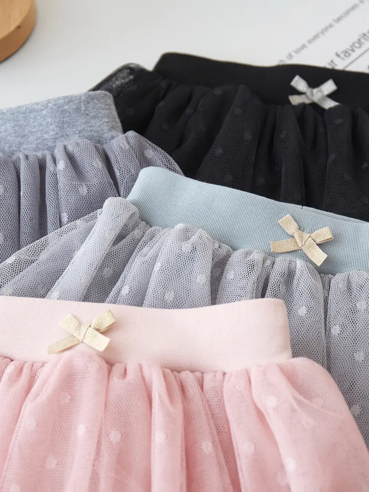 Spring Autumn Girls Cotton Pants Kid Lace Sequins Skirt Leggings Fashion Children Long Skinny Elastic Trousers