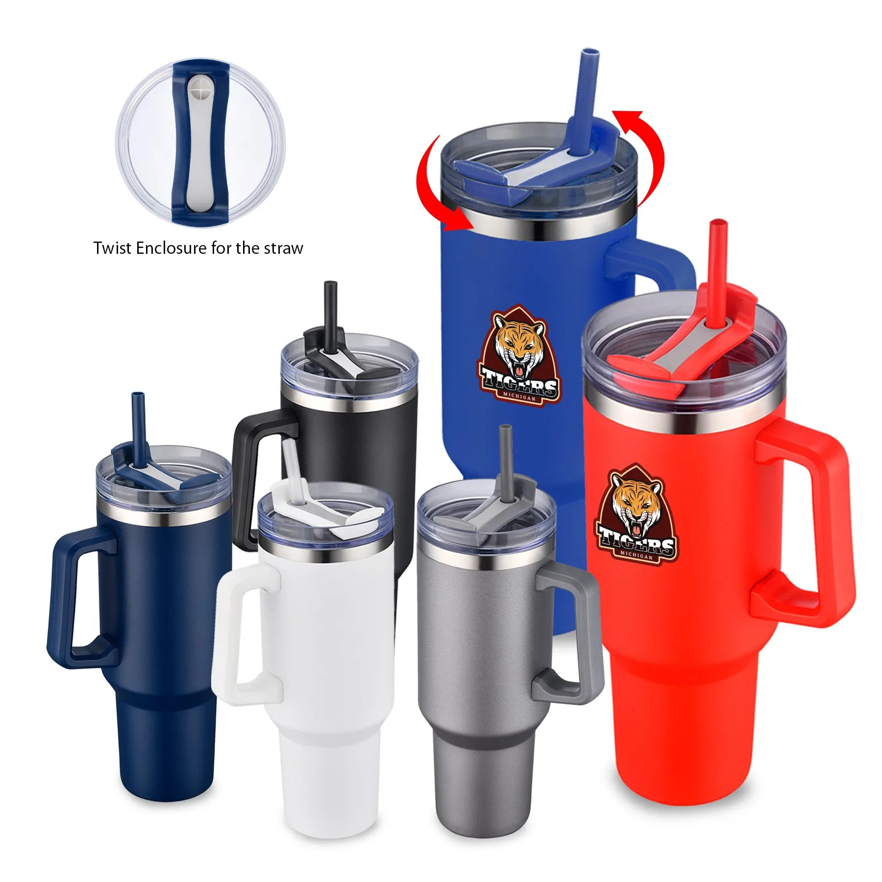 Custom Stanly Cup Red Thumbler Stainless Steel Thermal Water Thermos 40 Oz Vacuum Vaso 40Oz Coffee Tumbler With Straw
