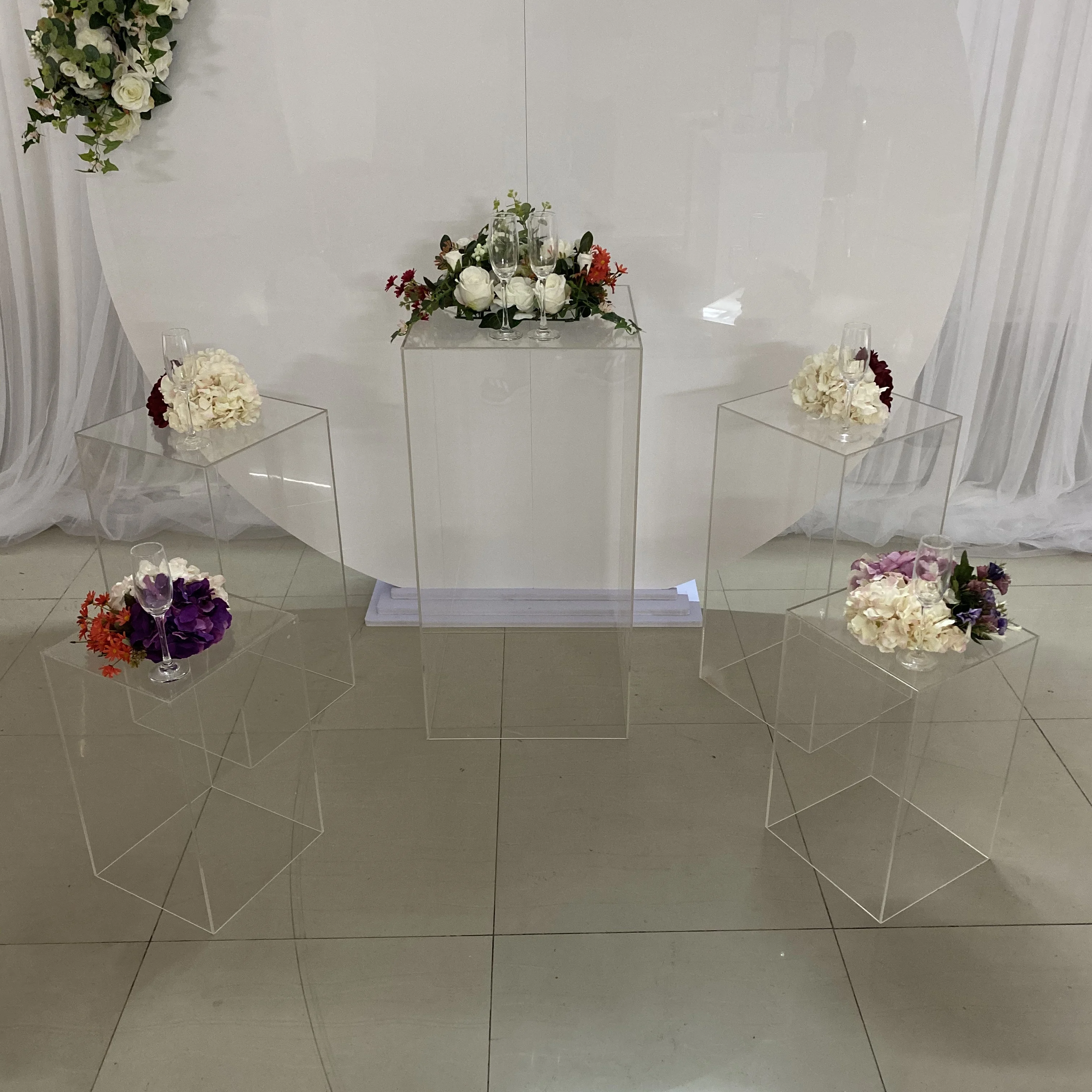 catering stand price 50cm cube transparent table wedding hotel dessert risers white acrylic buffet food display stand for party