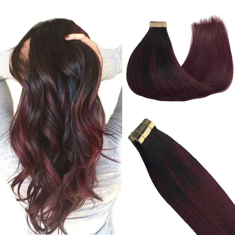 Remy ombre human hair Double Drawn Virgin cuticle aligned tape in human hair extensions tape hair extensions