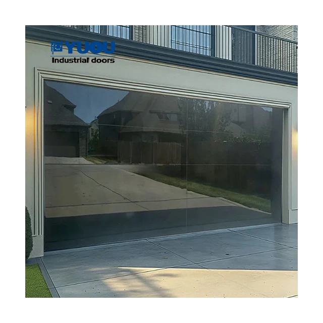 Aluminum Frame security steel sectional high performance side roll full view mirror glass black color garage door