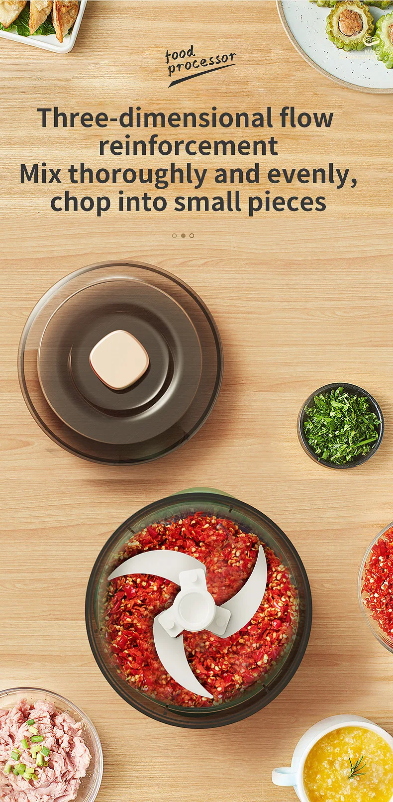 2024 Hot Sale Electric Mini Portable Recharge Garlic Grinder Meat Cake Mixer Blender  Wireless Meat Grinder