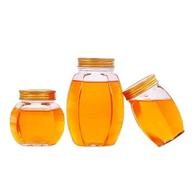 Machine Made Glass Canister Transverse Striation Glass Storage/Spice/Honey/Liquid Jar