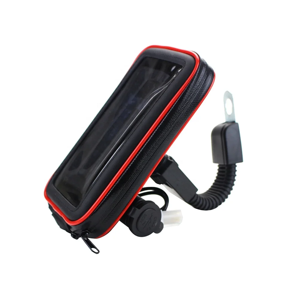 Size XL Waterproof motorcycle Mobile Phone Cellphone GPS Handlebar Mount Holders with USB Charger