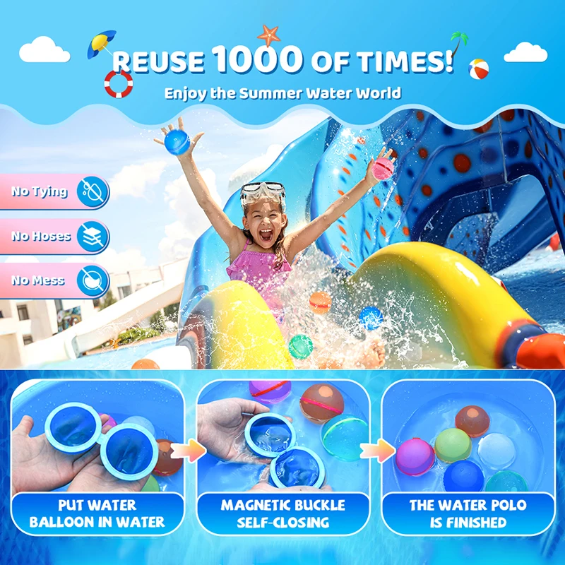 Summer Silicone Toy Splash Ballon Refillable Self Sealing Magic Reusable Water Balloon For Quick Easy Reusable Water Bombs Ball
