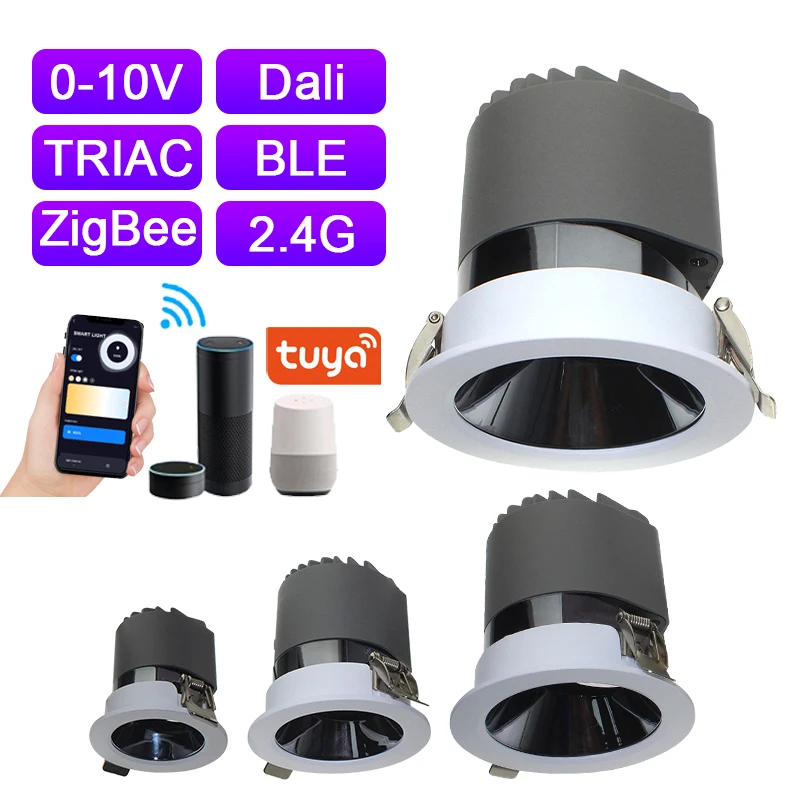 Смарт-контроль LEDEAST RDS02 TUYA Zigbee антибликовый 10 Вт размер отверстия 55 мм потолочный светильник