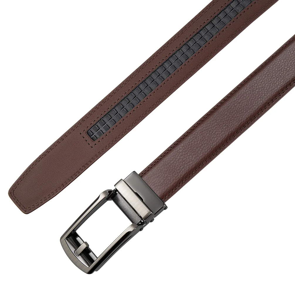 Black Brown Luxury Designer Buckle Custom Logo Automatic Ratchet Real Leather Belt Genuine Leather Belts Men Belt