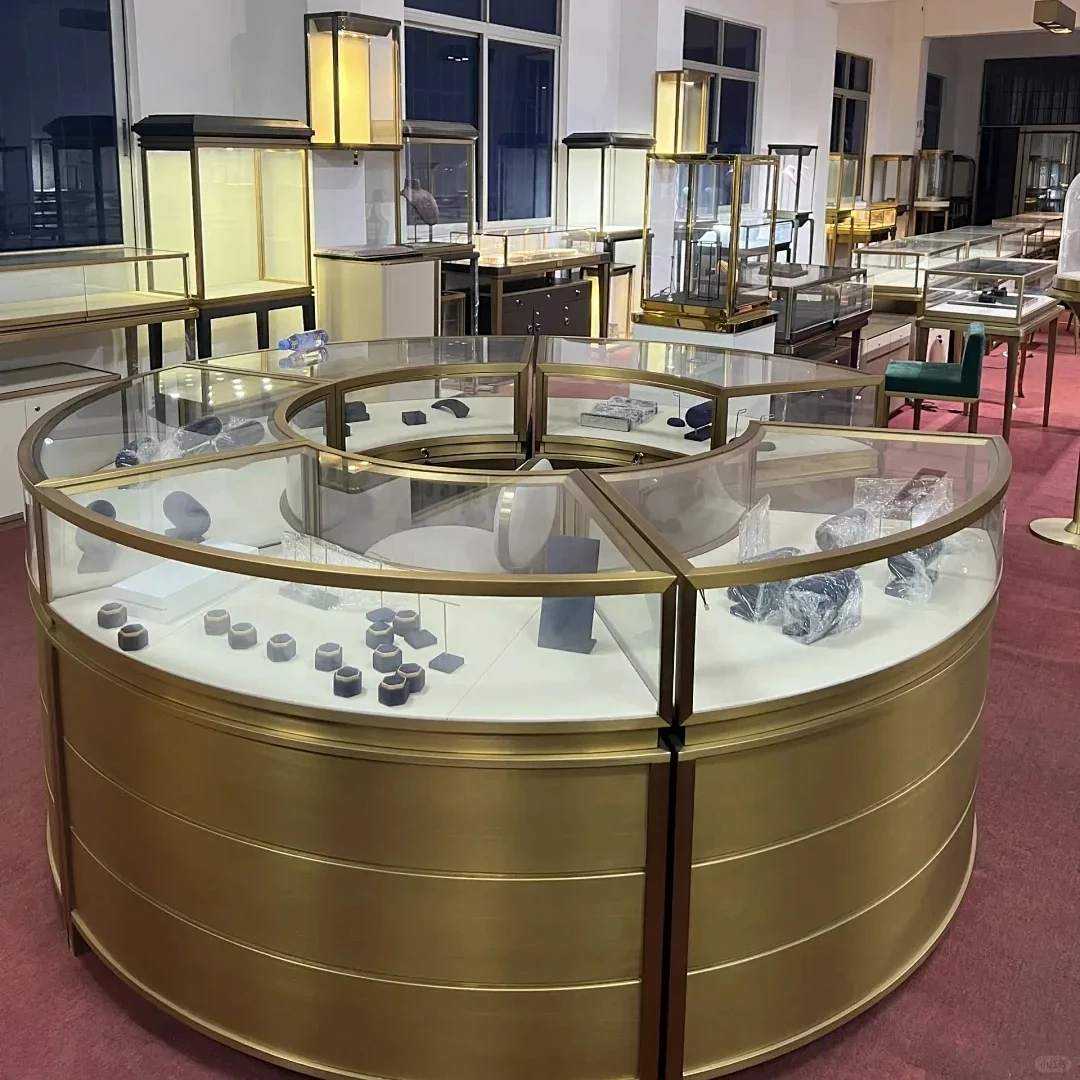 Luxury Custom Jewellery Display Furniture Watch Showcase Table Island Showcase Jewelry Watch Shop Glass Jewelry Kiosk