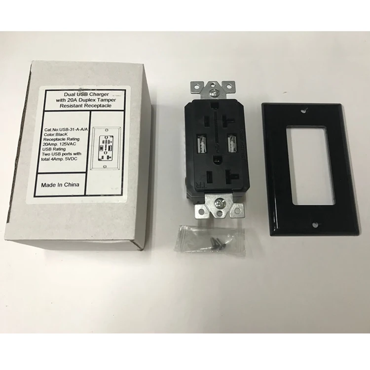 American Dual power receptacle Type A USB port wall socket duplex 2.1A Usb Outlet Sockets for Household