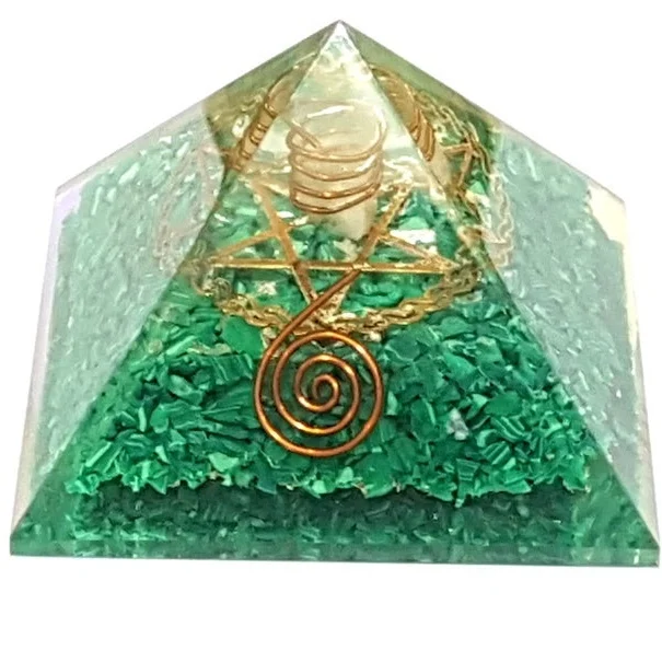 Heart Chakra Healing Energy Natural Pure Malachite Stone, Aura Energy Pyramid, Reiki Meditation Neg Mood Swing Healer Pyramid