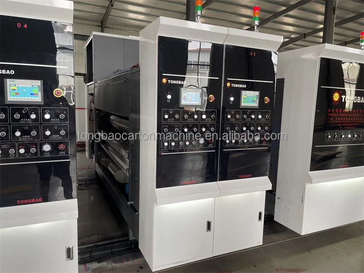 TONGBAO Factory Outlet Pizza Box Lead Edge Automatic Printer Slotter Die Cutting Rotary With Vibrating Stacking Machine